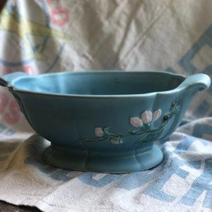 Vintage Weller Art Pottery 1892 B-12 Large Oval Blue Floral Flower Pot